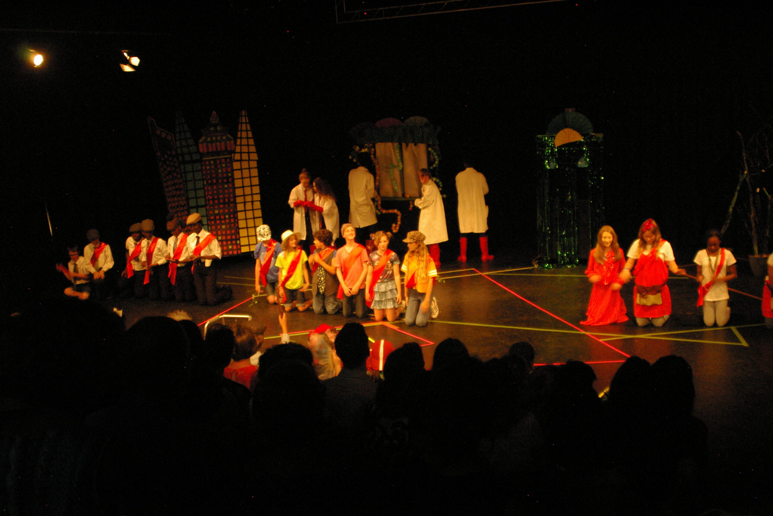 Group of young people performing theatre