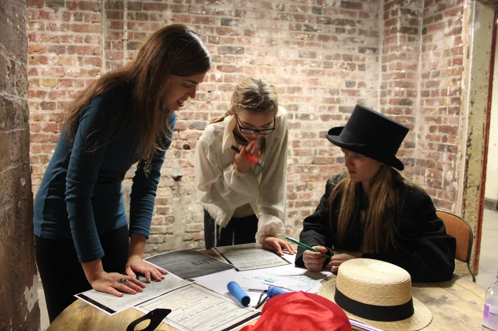 Theatre Group Working on props and scripts